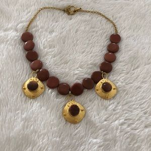 Brass necklace with aventurine stone